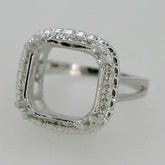 Sterling Silver Semi Mount Ring Setting Cushion Cu13x13mm Vintage Style Halo - Syzjewelry